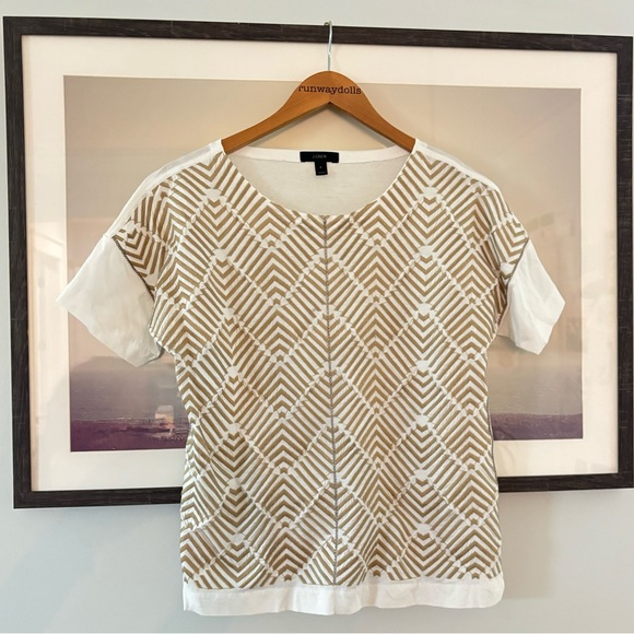 J. Crew Embroidered Herringbone T-Shirt In Grey Small - Picture 8 of 9